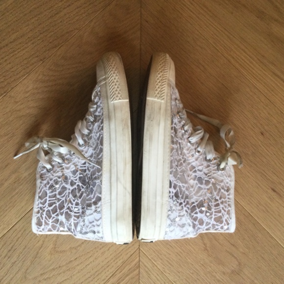 MISS SIXTY girls white lace high top trainers - Picture 4 of 8